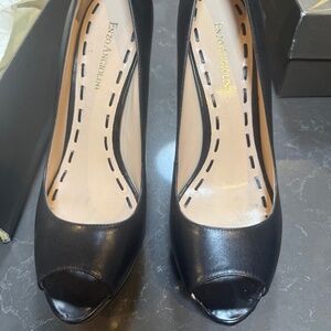 SULLY Black Leather Peep Toe Heal Enzo Angiolini 7.5